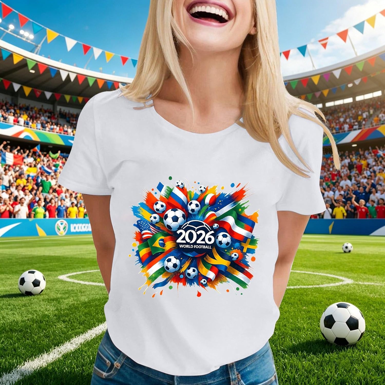 World Cup Short Sleeve Round Neck Graphic Printed T-Shirt, Soft and Casual, Ideal for Sports Fans