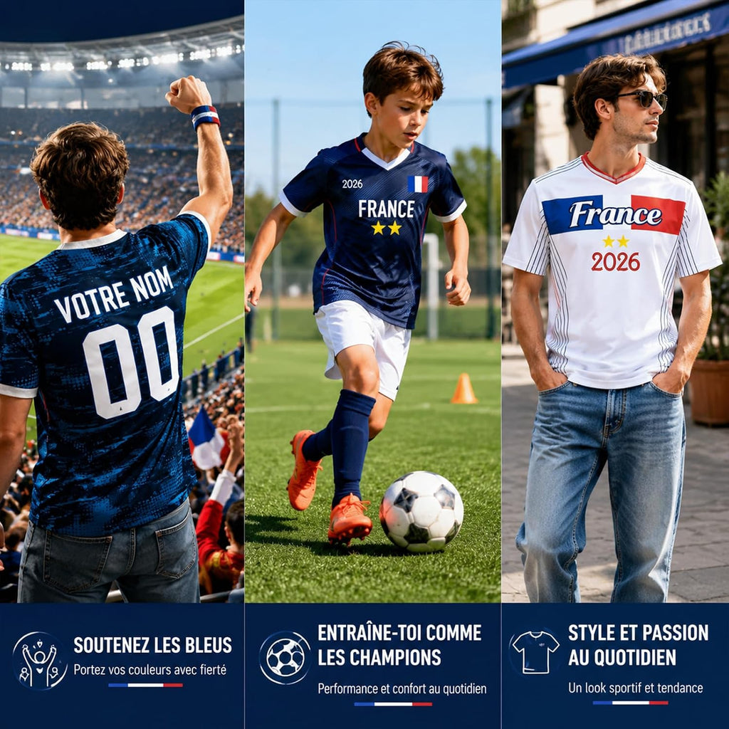 France 2026 Football Jersey Personalized Kid with Name and Number Football T-Shirt for Men Boys Adult Comfortable Breathable Personalized Football Gifts